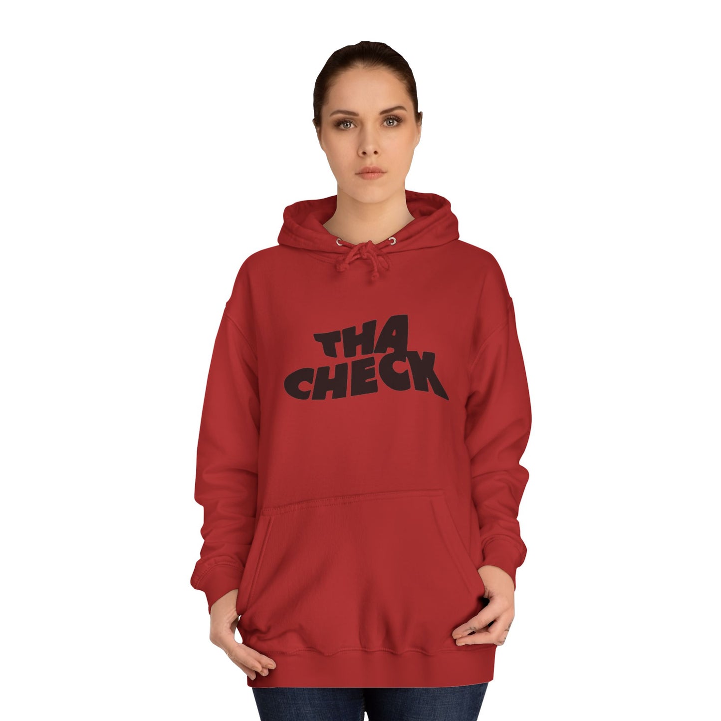 Cool Graphic Unisex College Hoodie - "THA CHECK" Design